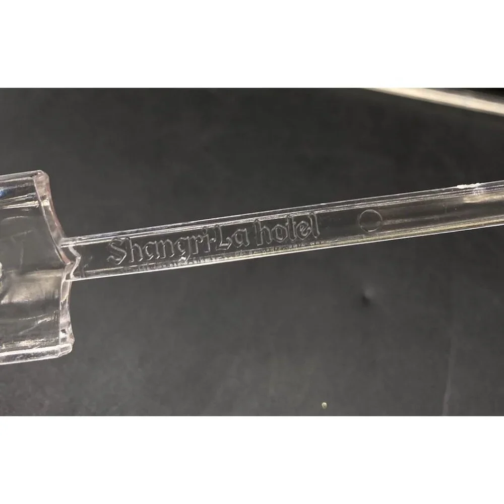 Shangri-LA Hotel Restaurant Swizzle Stick Tiki Bar Clear LOT 2